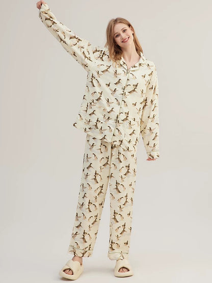 Lucky duck print PJS, 100% Cotton Pyjamas Set, Soft cozy loungewear, Cozy loungewear