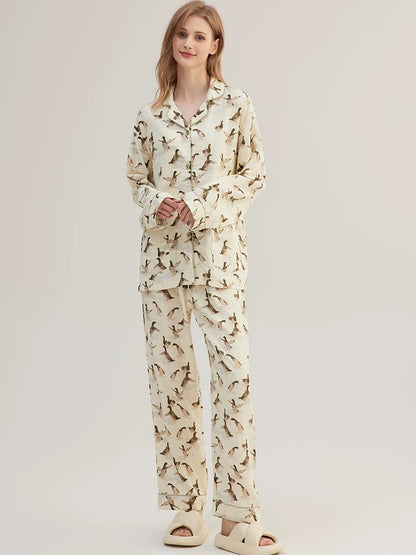 Lucky duck print PJS, 100% Cotton Pyjamas Set, Soft cozy loungewear, Cozy loungewear