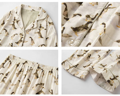 Lucky duck print PJS, 100% Cotton Pyjamas Set, Soft cozy loungewear, Cozy loungewear