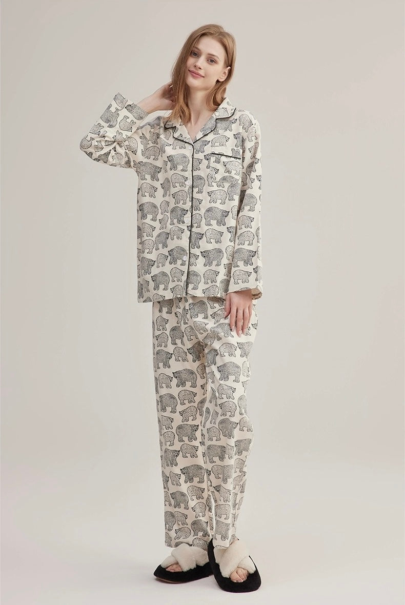 Fat polar bear print pajamas, 100% Cotton Pyjamas Set, Soft sleepwear, Cozy loungewear