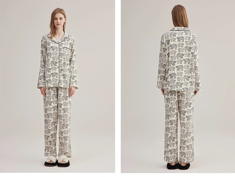 Fat polar bear print pajamas, 100% Cotton Pyjamas Set, Soft sleepwear, Cozy loungewear