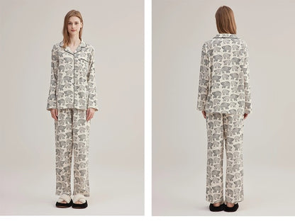 Fat polar bear print pajamas, 100% Cotton Pyjamas Set, Soft sleepwear, Cozy loungewear