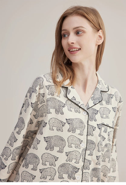 Fat polar bear print pajamas, 100% Cotton Pyjamas Set, Soft sleepwear, Cozy loungewear