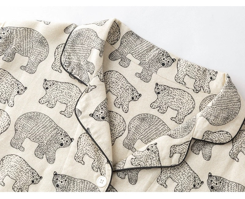 Fat polar bear print pajamas, 100% Cotton Pyjamas Set, Soft sleepwear, Cozy loungewear