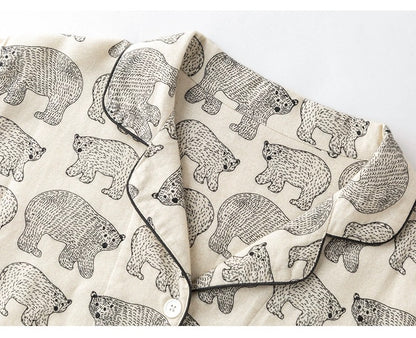 Fat polar bear print pajamas, 100% Cotton Pyjamas Set, Soft sleepwear, Cozy loungewear