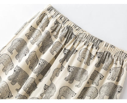 Fat polar bear print pajamas, 100% Cotton Pyjamas Set, Soft sleepwear, Cozy loungewear