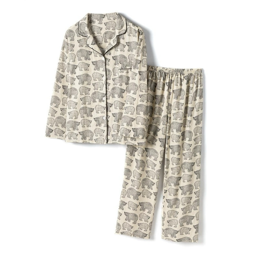 Fat polar bear print pajamas, 100% Cotton Pyjamas Set, Soft sleepwear, Cozy loungewear