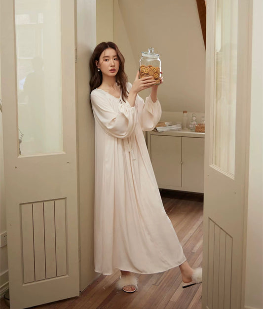 Elegant white silky dress, Soft sleepwear, Valentines day gift, Wedding nightgown detail view 2 from Etcozy
