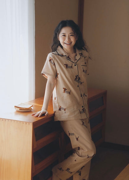Sausage dog print Pajamas, Cotton Short Sleeve PJS