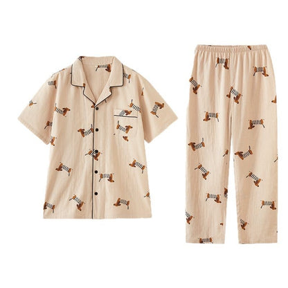 Sausage dog print Pajamas, Cotton Short Sleeve PJS