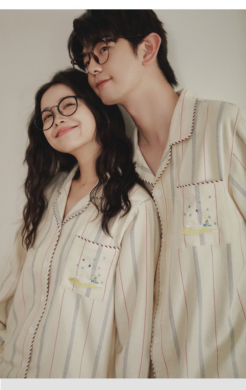 Matching Cotton Flannel Couple Pajamas | Soft Striped His and Hers Sleepwear