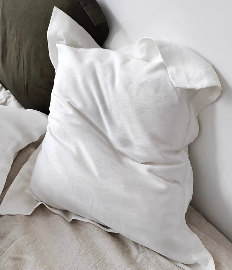 Large Linen Cushion Cover 24x24, Soft Washed Linen Pillow Cover