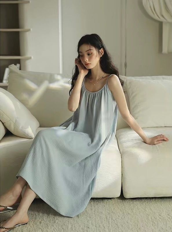 Sky Blue Breathable Muslin Sleepwear ETCOZY