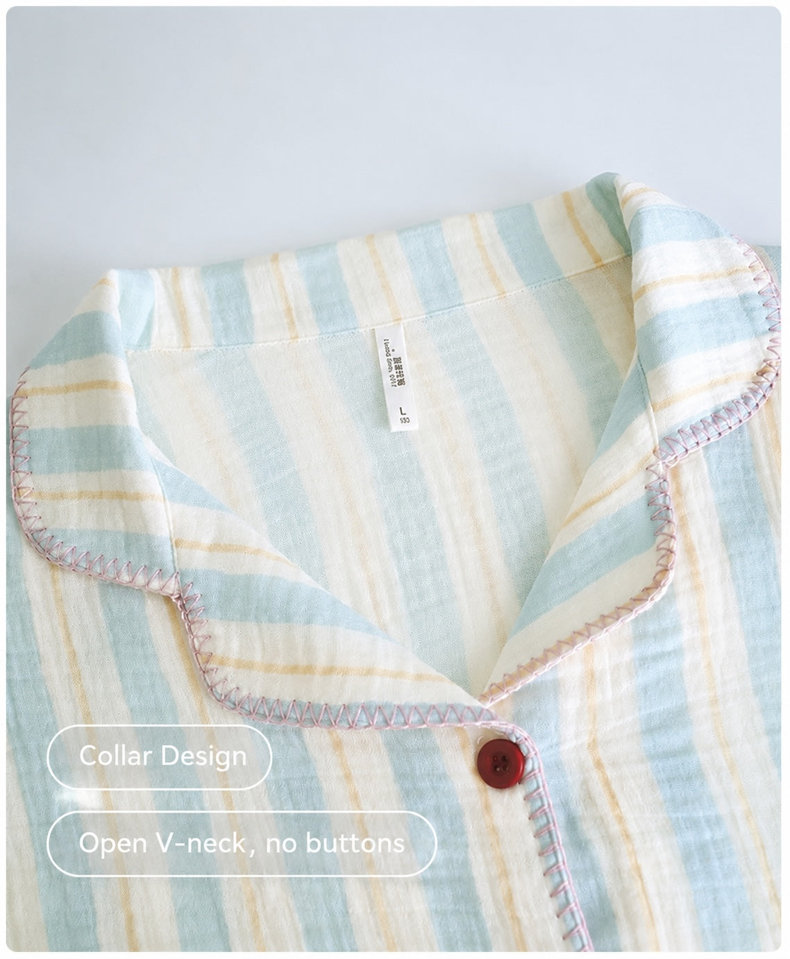 Striped Double Gauze Cotton Pajama Set for Women | Soft Loungewear