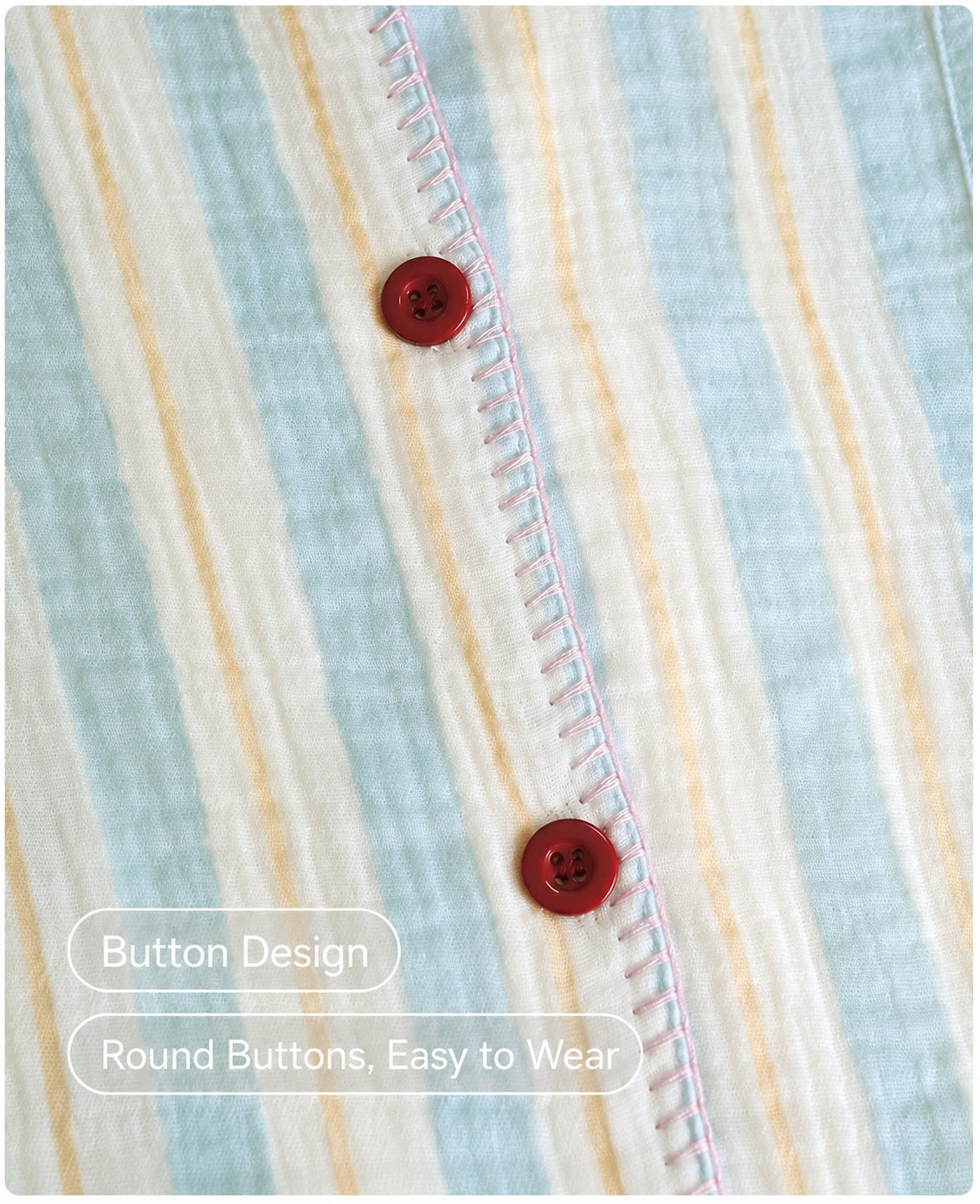 Striped Double Gauze Cotton Pajama Set for Women | Soft Loungewear