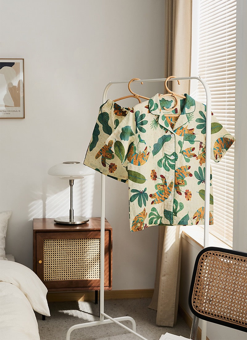 Forest Wilderness Print Pajama Set, Cozy Lounging