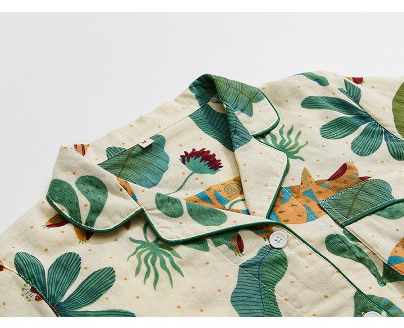 Forest Wilderness Print Pajama Set, Cozy Lounging
