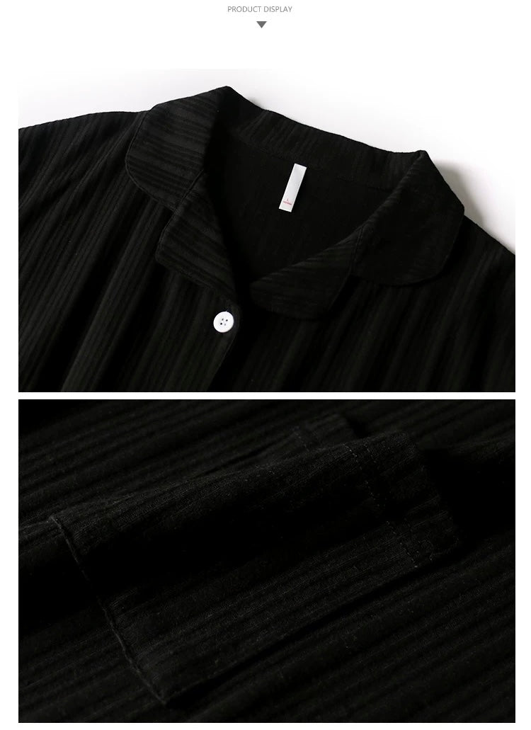 Black Cotton Lounge Set for Women, Soft Organic Cotton Pajamas