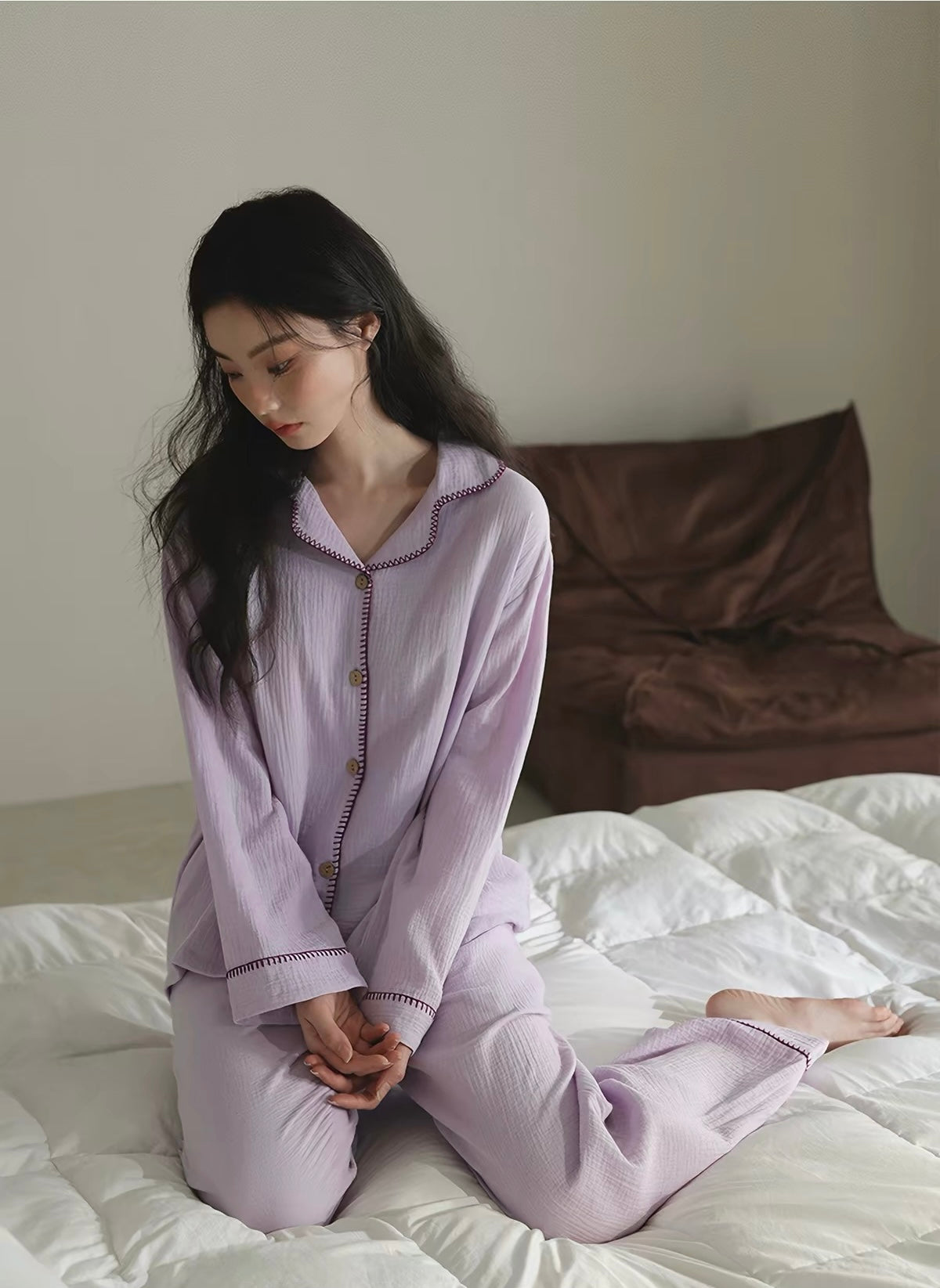 Lavender Double Gauze Cotton Pajama Set