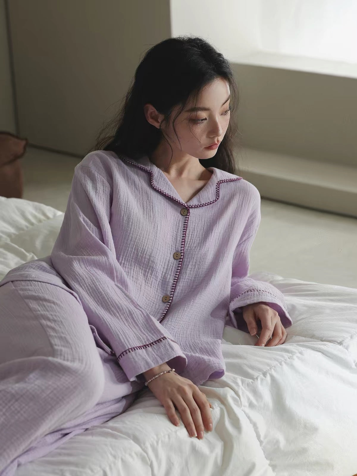 Lavender Double Gauze Cotton Pajama Set