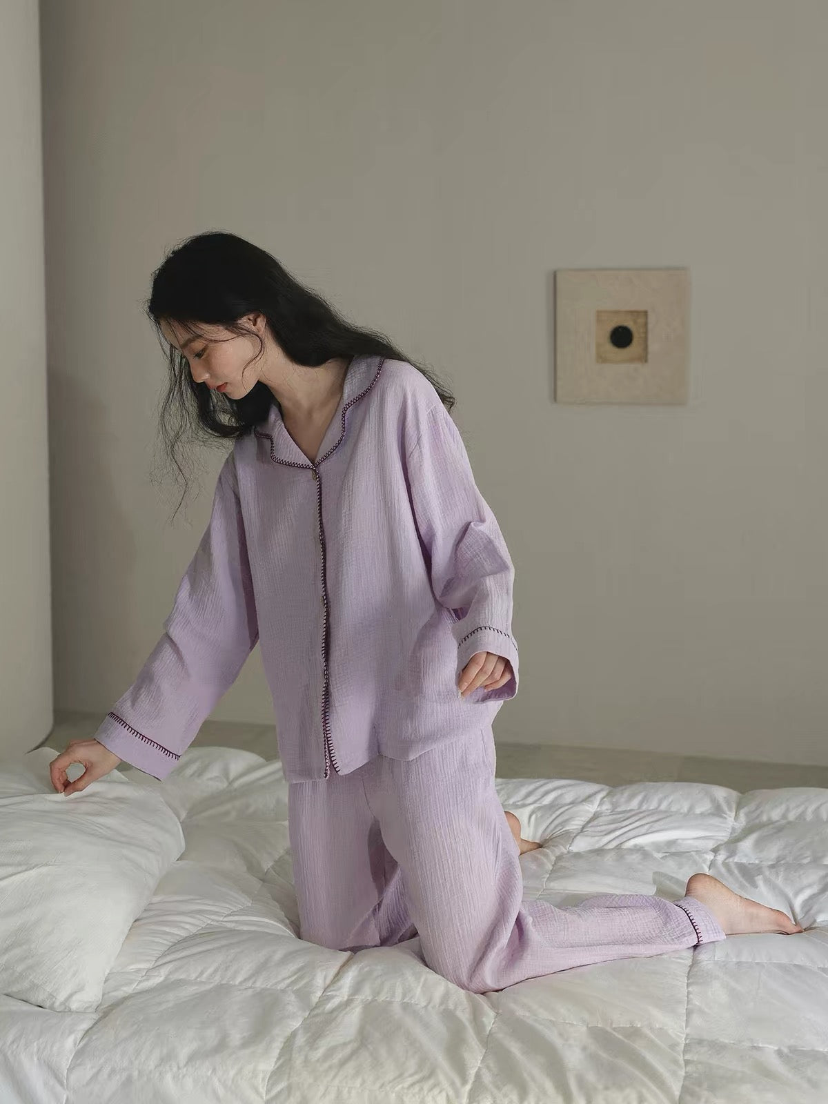 Lavender Double Gauze Cotton Pajama Set