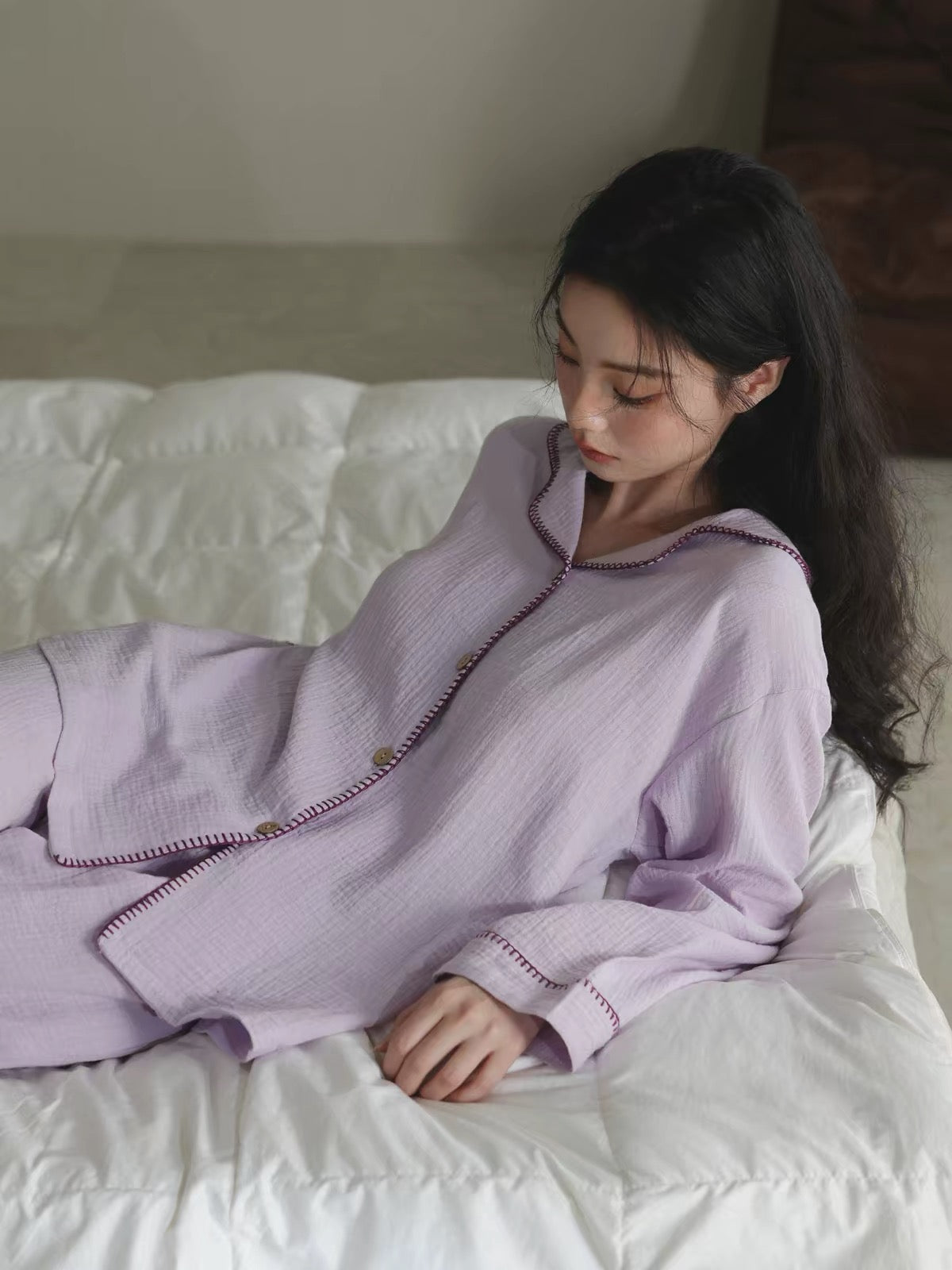 Lavender Double Gauze Cotton Pajama Set
