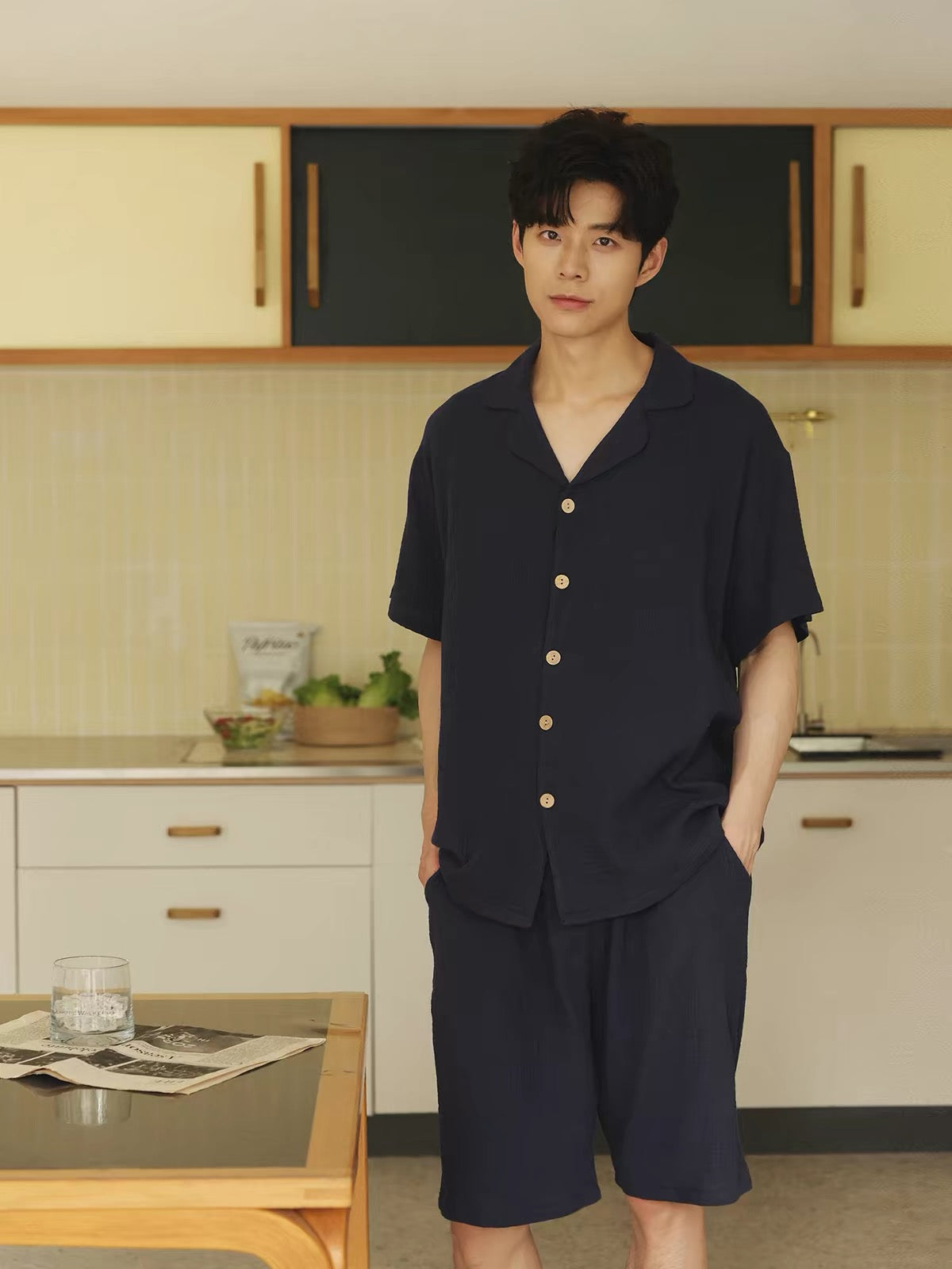 Men's Cotton Gauze Pajama Set, Muslin Lounge Set