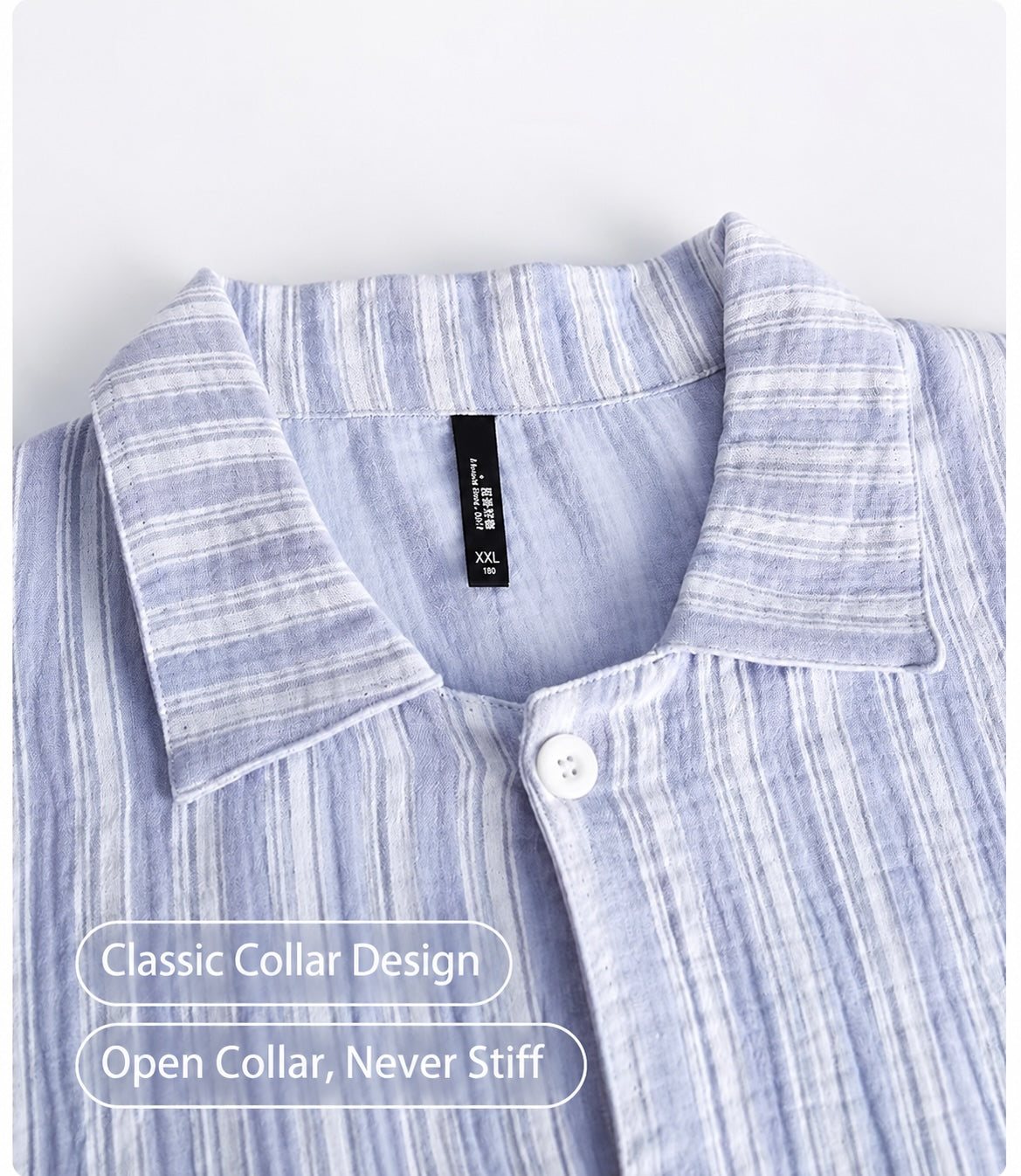 Blue  Striped Men's Cotton Lounge Set, Summer Relax Outfit