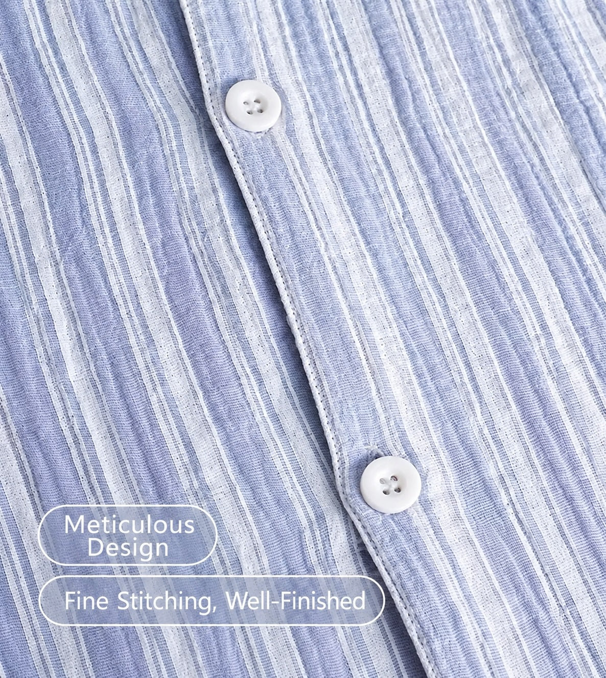 Blue  Striped Men's Cotton Lounge Set, Summer Relax Outfit