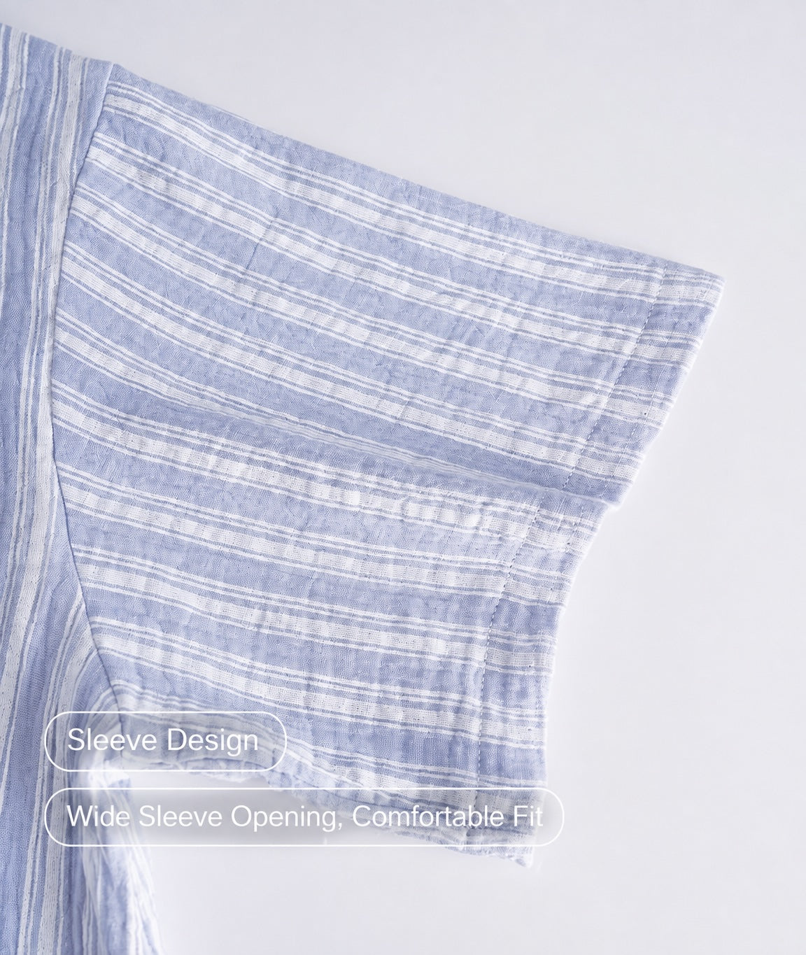 Blue  Striped Men's Cotton Lounge Set, Summer Relax Outfit