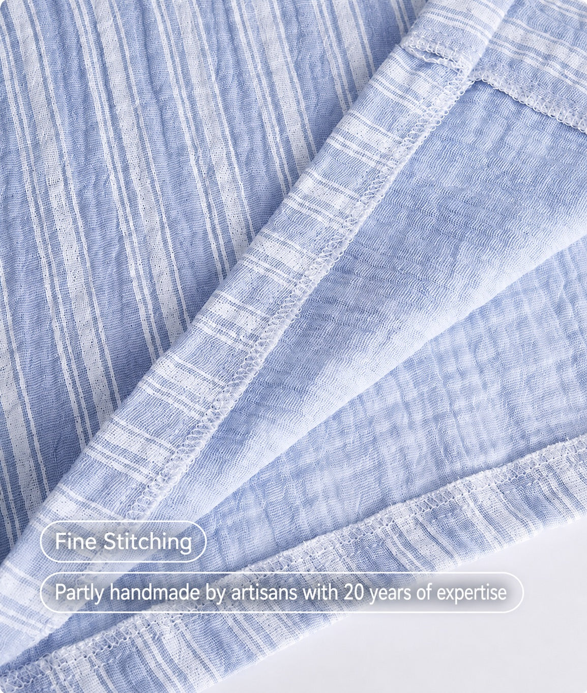Blue  Striped Men's Cotton Lounge Set, Summer Relax Outfit
