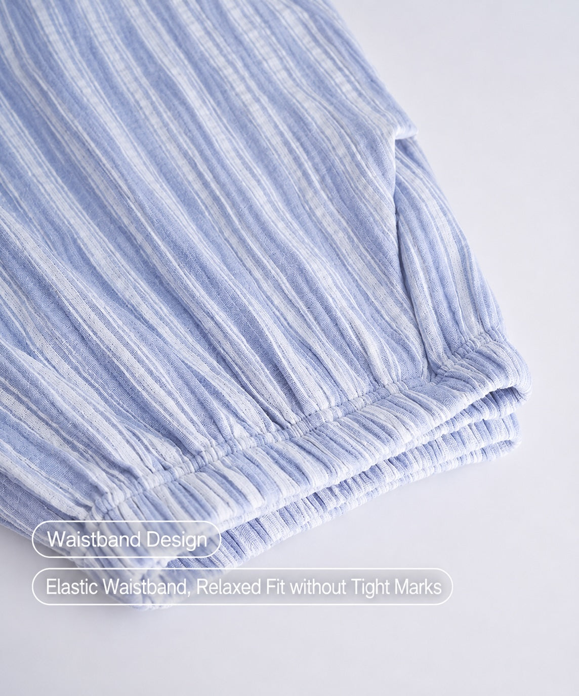 Blue  Striped Men's Cotton Lounge Set, Summer Relax Outfit