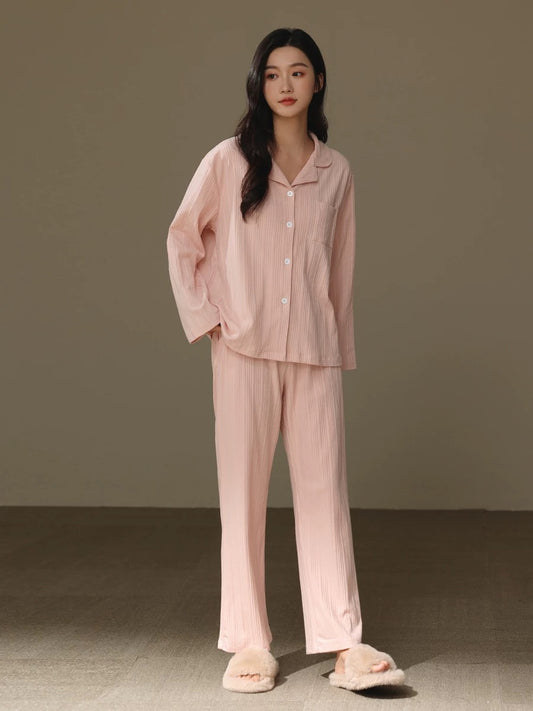 Minimalist Women Pajamas, 100% Cotton Pyjama Set, Pink PJS, Soft sleepwear, Cozy loungewear