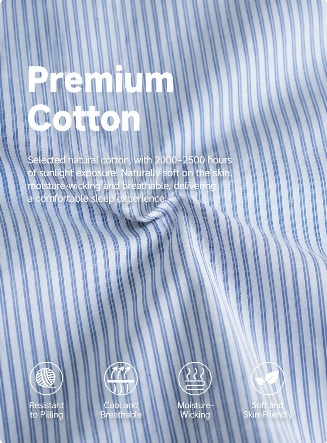 Men's Cotton Blue Stripe Lounge Set