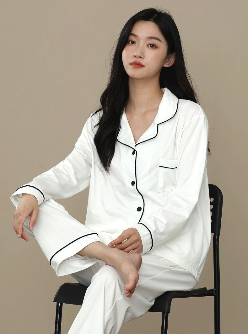 Pure White Bliss: 100% Cotton Women's Pyjama Set - Minimalist PJS for Soft Sleepwear, Perfect Valentine's Gift