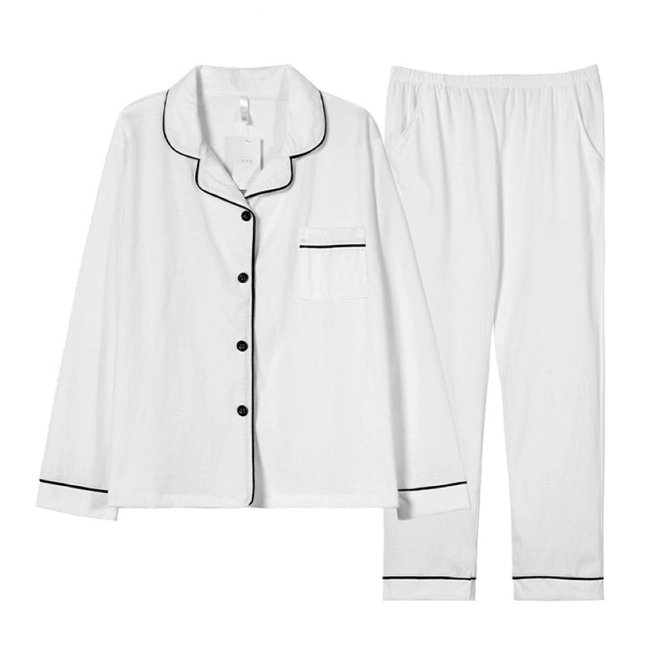 Pure White Bliss: 100% Cotton Women's Pyjama Set - Minimalist PJS for Soft Sleepwear, Perfect Valentine's Gift