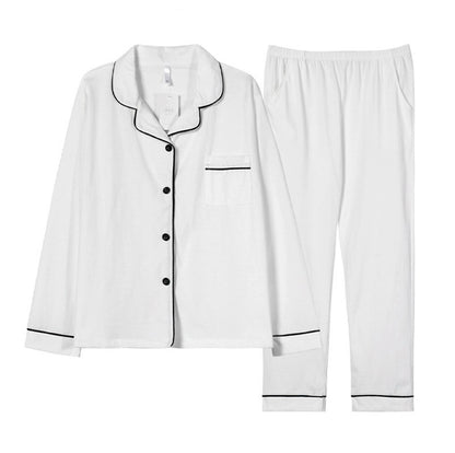 Pure White Bliss: 100% Cotton Women's Pyjama Set - Minimalist PJS for Soft Sleepwear, Perfect Valentine's Gift