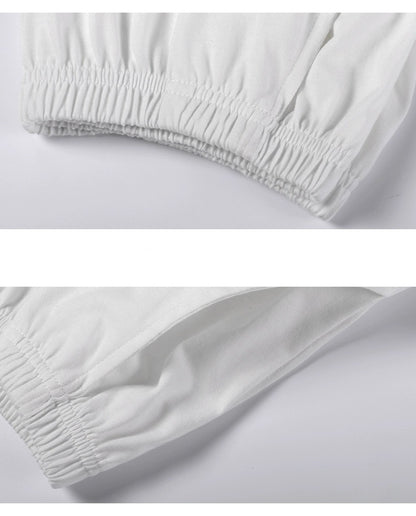Pure White Bliss: 100% Cotton Women's Pyjama Set - Minimalist PJS for Soft Sleepwear, Perfect Valentine's Gift