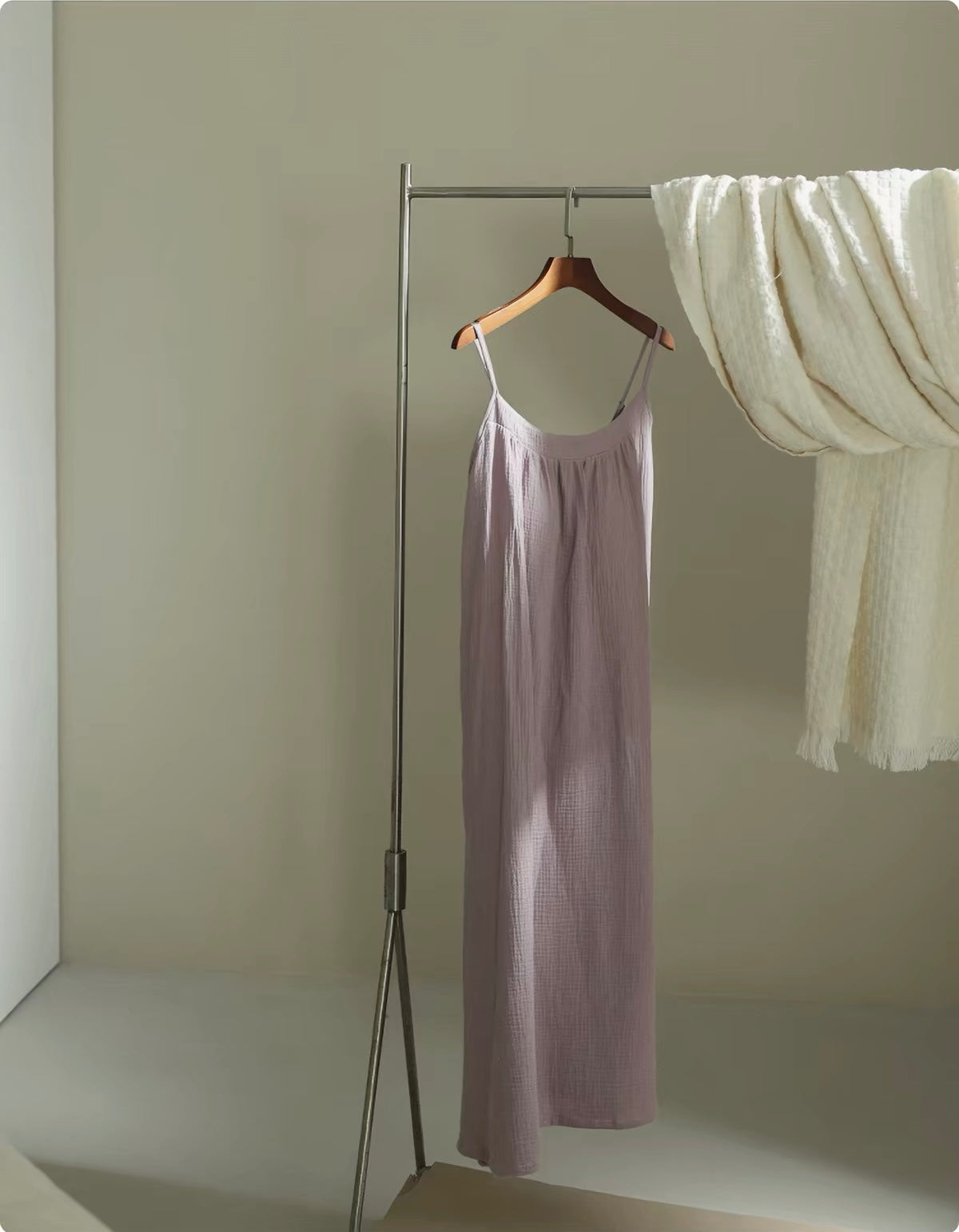 Dusty Lavender Soft Muslin Lounge Dress