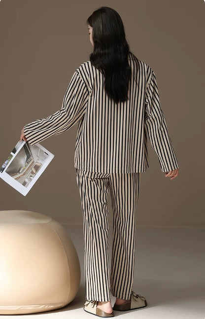 Classic Striped Sleepwear, 100% Cotton Women's Pyjama Set, Gift for Her