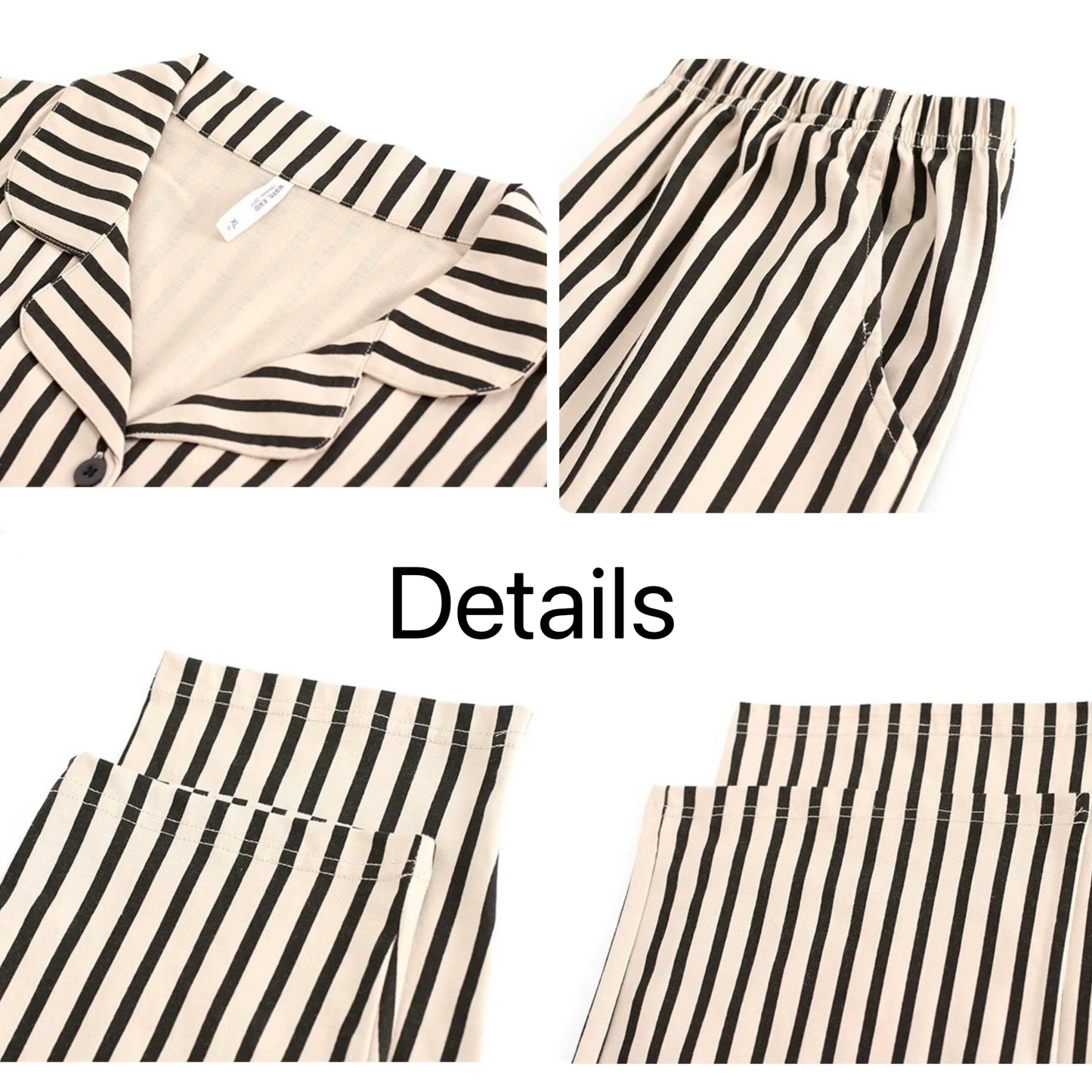 Classic Striped Sleepwear, 100% Cotton Women's Pyjama Set, Gift for Her