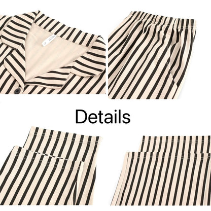 Classic Striped Sleepwear, 100% Cotton Women's Pyjama Set, Gift for Her