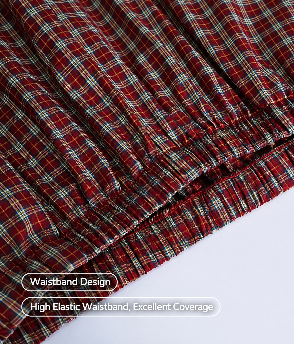 Vintage red plaid cotton lounge pants with relaxed fit - view 12