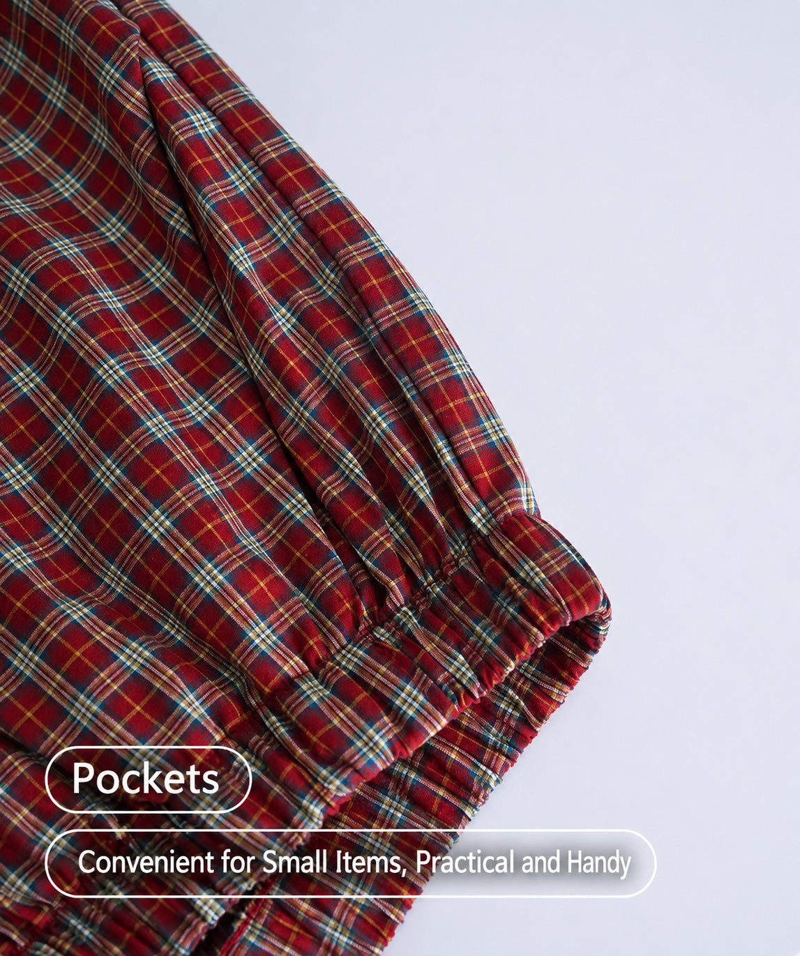 Vintage red plaid cotton lounge pants with relaxed fit - view 15
