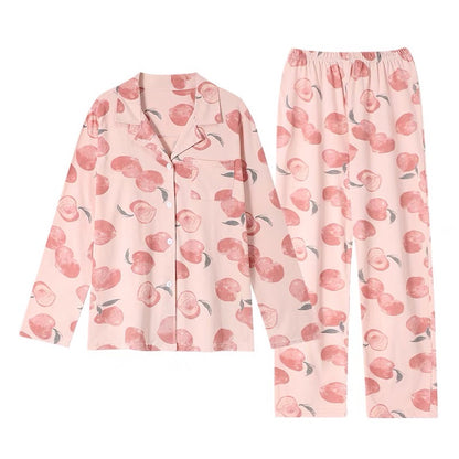 Women's Peach Print Pajamas Set - Perfect for Valentines Day, Best Friend Gift, and Gifts for Her