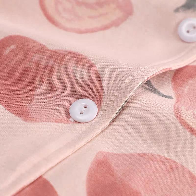 Women's Peach Print Pajamas Set - Perfect for Valentines Day, Best Friend Gift, and Gifts for Her