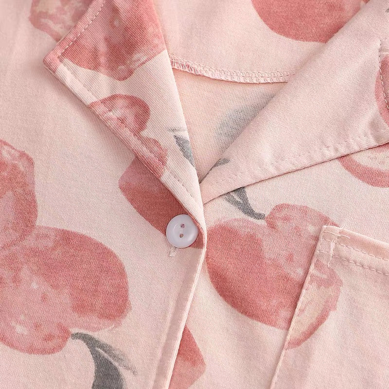 Women's Peach Print Pajamas Set - Perfect for Valentines Day, Best Friend Gift, and Gifts for Her
