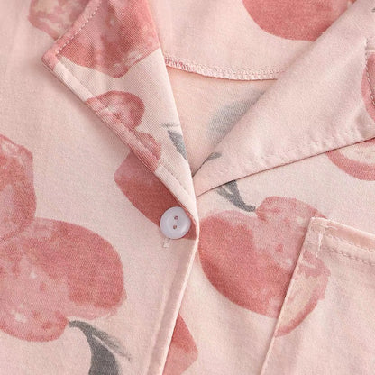 Women's Peach Print Pajamas Set - Perfect for Valentines Day, Best Friend Gift, and Gifts for Her