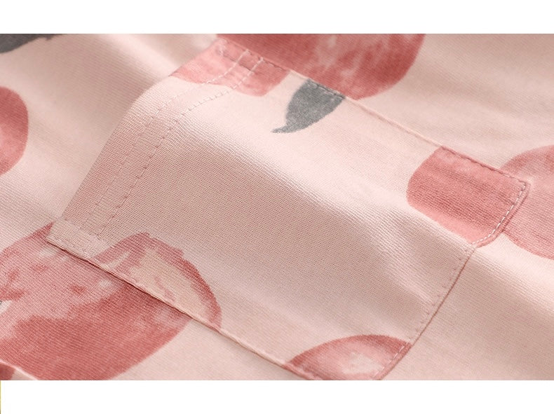 Women's Peach Print Pajamas Set - Perfect for Valentines Day, Best Friend Gift, and Gifts for Her