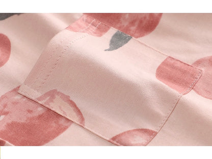 Women's Peach Print Pajamas Set - Perfect for Valentines Day, Best Friend Gift, and Gifts for Her